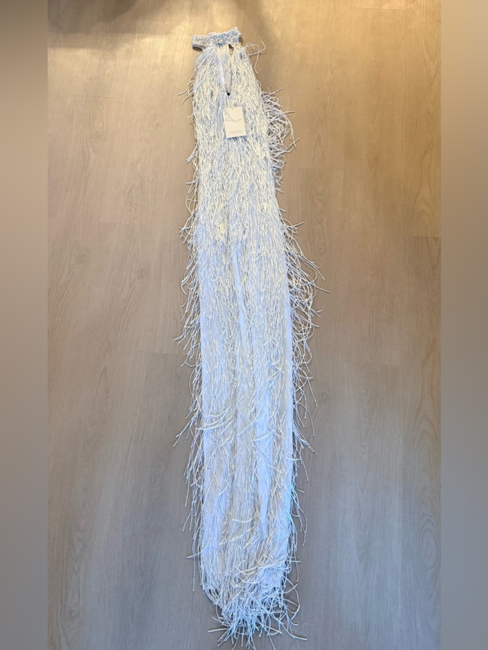 Mew Mews Elvrick Halterneck Fringe Cutout Split Maxi Dress - White - Small - NWT - Picture 6 of 10